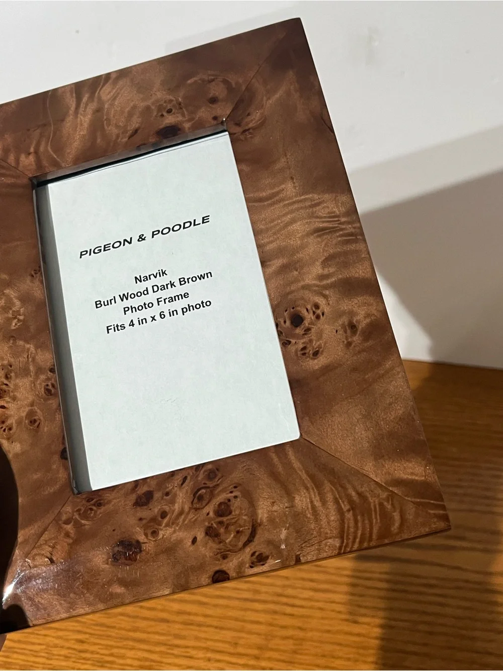 Pigeon & Poodle Narvik Burl Wood Dark Brown Photo Frame Tabletop 4x6